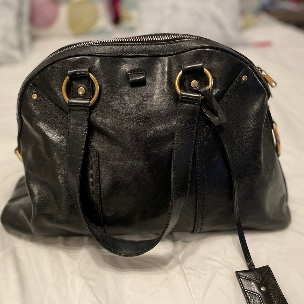 YSL Black Leather Tote